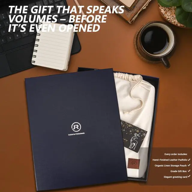 Alt view image 7 of 7 - Full Grain Leather Portfolio with Zipper, Professional Business Organizer for Men Women, Executive Resume Folder with A4 Notepad Holder, Card Slots, Pen Loop, 10x13'', Luxury Gift Set (Blue)