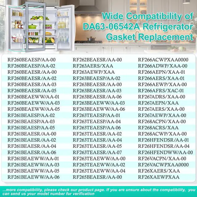 Alt view image 3 of 7 - Upgeaded DA63-06542A Refrigerator Door Gasket Replacement for Samsung Refrigerator French Door Seal, 39.57"x16.93" Refrigerator Seal Replace Part DA97-07191A, 2813286, AP5323696 Fridge Door Gasket