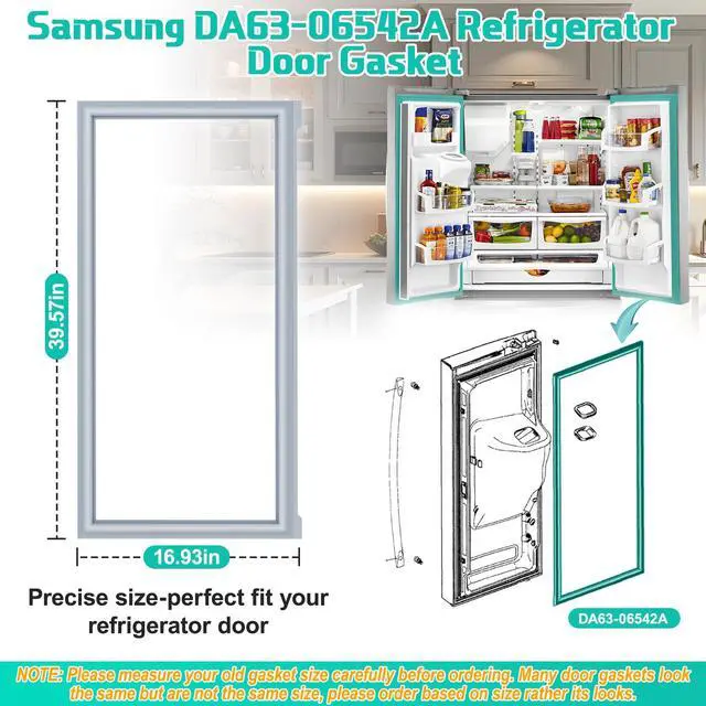 Alt view image 4 of 7 - Upgeaded DA63-06542A Refrigerator Door Gasket Replacement for Samsung Refrigerator French Door Seal, 39.57"x16.93" Refrigerator Seal Replace Part DA97-07191A, 2813286, AP5323696 Fridge Door Gasket
