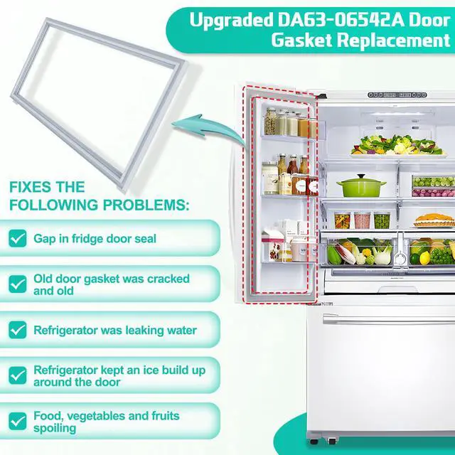 Alt view image 5 of 7 - Upgeaded DA63-06542A Refrigerator Door Gasket Replacement for Samsung Refrigerator French Door Seal, 39.57"x16.93" Refrigerator Seal Replace Part DA97-07191A, 2813286, AP5323696 Fridge Door Gasket