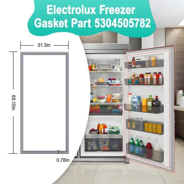 Alt view image 2 of 7 - 2 Pack Upgraded 5304505782 freezer door gasket Replacement Compatible with Frigidaire Refrigerator Door Gasket Seal, 65" x 31" Freezer Door Seal for Electrolux FPRU19F8RFC, FPUH19D7LF1, FPRH19D7LF1