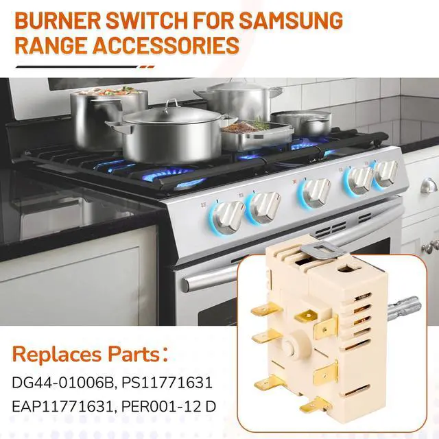 Alt view image 2 of 7 - G44-01006B PER001-12D Infinite Switch for Samsung Range - Dual Burner Surface Element Control Switch Replacement Part Compatible with Samsung NE59 Series Electric Ranges &Stoves (AP6037530,PS11771631)