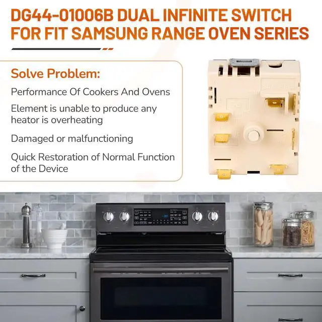 Alt view image 6 of 7 - G44-01006B PER001-12D Infinite Switch for Samsung Range - Dual Burner Surface Element Control Switch Replacement Part Compatible with Samsung NE59 Series Electric Ranges &Stoves (AP6037530,PS11771631)