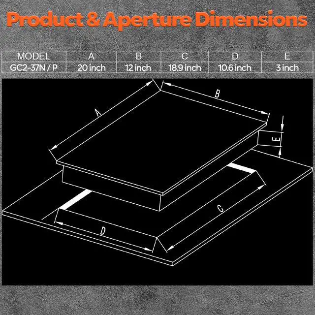 Alt view image 2 of 7 - GC2-37P (LPG/Propane Gas) high efficiency 2 burner gas cooktop, ETL Safety Certified