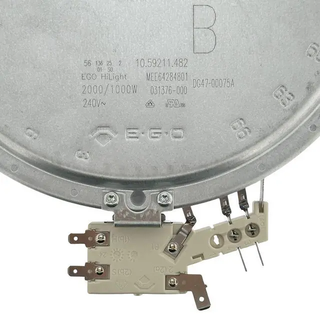 Alt view image 4 of 5 - Range Cooktop 8"/5" Dual Radiant Surface Element Burner 2000/1000W OEM Replacement Parts, Compatible with LG MEE64284801, Samsung DG47-00075A, Viking 031376-000, Whirlpool KitchenAid WP8285938