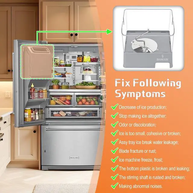Alt view image 6 of 7 - UPGRADED W11129522 Refrigerator Ice Bucket For Whirlpool KitchenAid Ice Bucket Replacement W10564750 Whirlpool Removable Ice Bin KitchenAid Ice Maker Tray Parts KRFF707ESS01 KRMF706ESS01 Ice Container