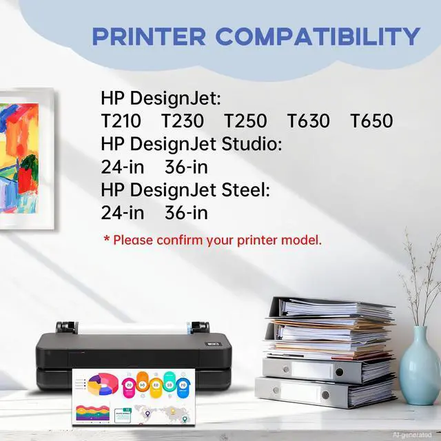 Alt view image 2 of 7 - 712XL Ink Cartridges Combo Pack for HP 712 712XL | Work for DesignJet T650 T250 T230 T630 T210 Studio Plotter Printer,4 Pack(BK/C/M/Y)