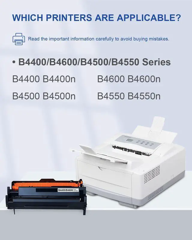 Alt view image 2 of 6 - B4400/B4600 Drum Cartridges 1 Pack: Compatible 43501901 Drum Unit Replacement for OKI B4600 B4400 B4500 B4550 Series Printer