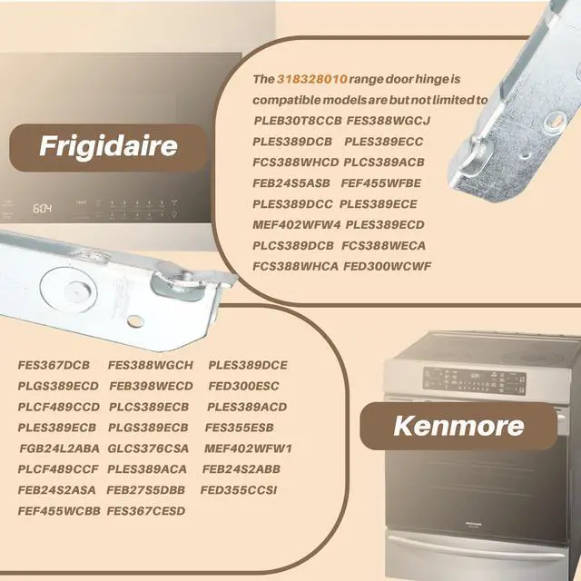 Alt view image 4 of 7 - 318024747 2PCS Upgraded Oven Door Hinge & 318328010 2PCS Range Door Hinge Compatible with Frigidaire, Kenmore and Sears Ovens and Ranges, Replace# 318024747 318328010