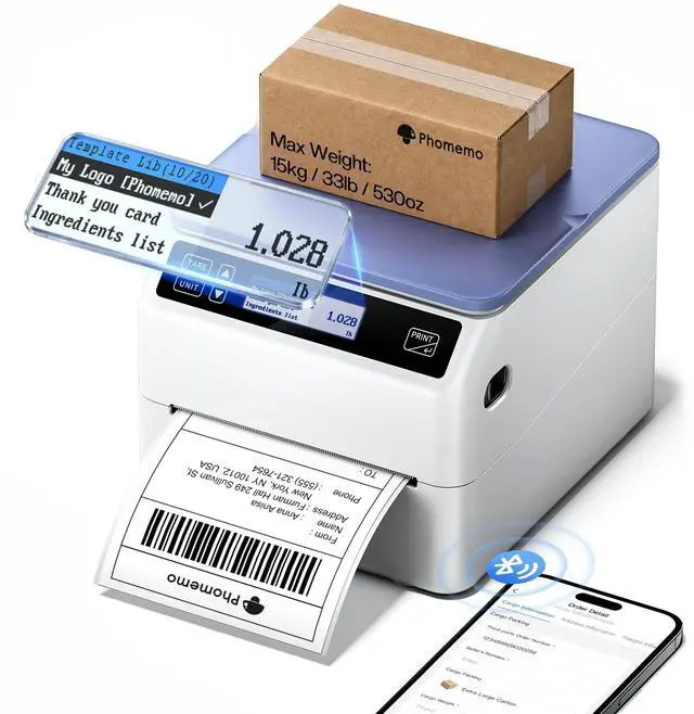 Main image of Bluetooth Shipping Label Printer 4x6 with Scale | D422S Label Printer & Scale All-in-One, Thermal Printers with Built-in Label Holder, Compatible with UPS, USPS, TikTok