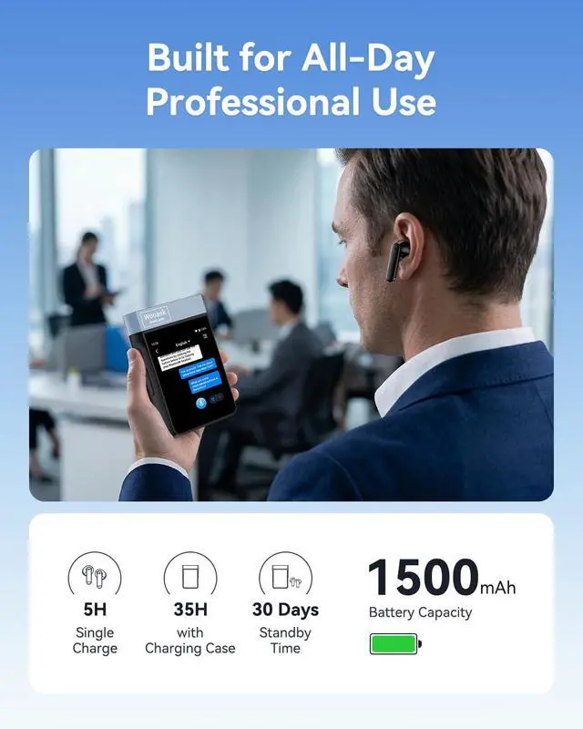 Alt view image 7 of 7 - A9S AI Translation Earbuds Real Time with Camera, OfflineTranslation Headphones No APP Needed, ChatGPT-Powered, Audifonos Traductores Inglés Español for Global Business Trave (Black)