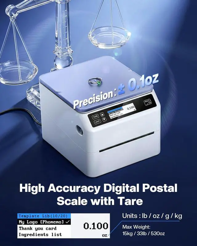 Alt view image 5 of 7 - Bluetooth Shipping Label Printer 4x6 with Scale | D422S Label Printer & Scale All-in-One, Thermal Printers with Built-in Label Holder, Compatible with UPS, USPS, TikTok