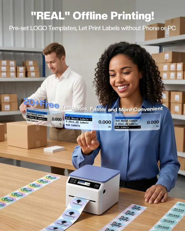 Alt view image 6 of 7 - Bluetooth Shipping Label Printer 4x6 with Scale | D422S Label Printer & Scale All-in-One, Thermal Printers with Built-in Label Holder, Compatible with UPS, USPS, TikTok