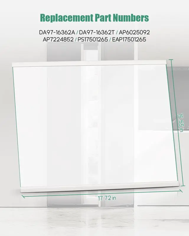 Alt view image 5 of 6 - DA97-16362A Refrigerator Glass Shelf Fit for Samsung Refrigerator, Replace DA97-16362T AP6025092 PS17501265, Freezer Tempered Glass Shelf