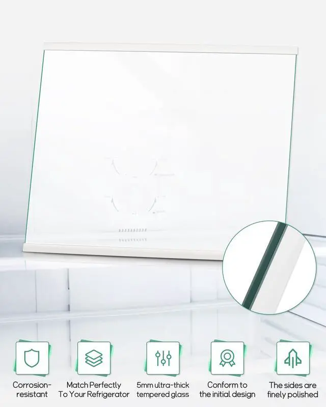 Alt view image 6 of 6 - DA97-16362A Refrigerator Glass Shelf Fit for Samsung Refrigerator, Replace DA97-16362T AP6025092 PS17501265, Freezer Tempered Glass Shelf