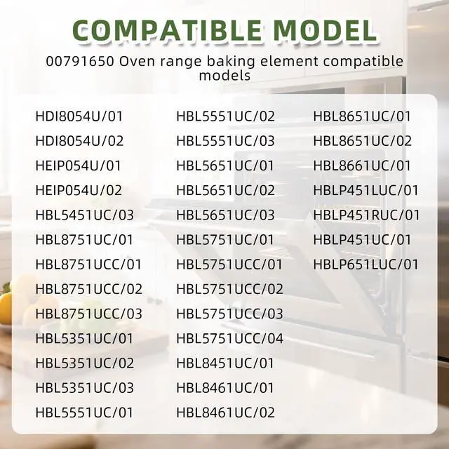 Alt view image 6 of 7 - 00791650 Oven Range Bake Element Compatible with Thermador part 00791650 Replacement 791650 4163328 AP5809152 PS9495682 EAP9495682