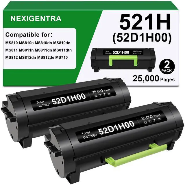 Main image of 52D1H00 521H Toner Cartridge Compatible for Lexmark MS810 MS810n Toner MS710 MS710n MS710dn MS711dn MS810dn MS810de MS810dtn MS811 MS811n MS811dn MS811dtn MS812 MS812dn MS812de MS812dtn Printer 2pk BK