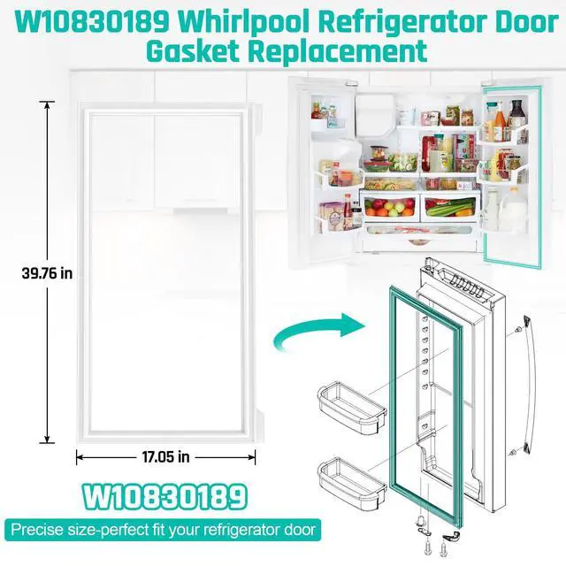 Alt view image 2 of 7 - Upgraded W10830189 Refrigerator Door Gasket Replacement Compatible with Whirlpool Ken-more Refrigerator W10137006, W10163894 Refrigerator Fresh Food Door Gasket Seal for Kitchen-Aid Fridge Seal Part
