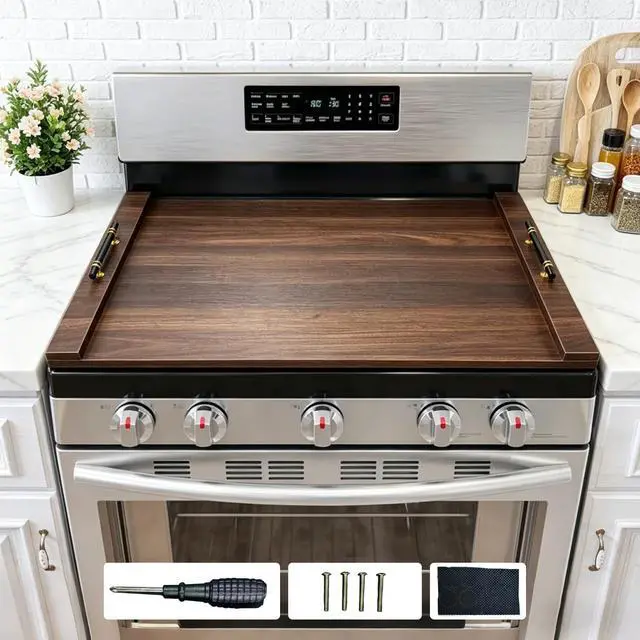 Main image of Noodle Board Stove Cover w/Handles, for Gas & Electric Stoves | Expands counter space, multi-use sink cover & tray, farmhouse decor, anti-crack build, for home kitchens & RVs