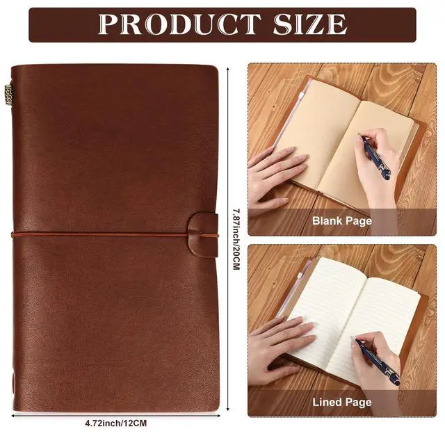 Alt view image 4 of 7 - 12 Pcs Employee Appreciation Gifts Bulk PU Leather Journal Notebook Personalized DIY Engraved Leather Notebooks Vintage Refillable Travel Journal for Coworker Staff Team(Brown)