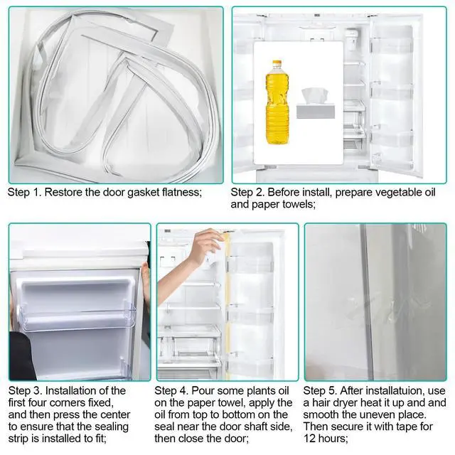 Alt view image 7 of 7 - Upgraded W10830189 Refrigerator Door Gasket Replacement Compatible with Whirlpool Ken-more Refrigerator W10137006, W10163894 Refrigerator Fresh Food Door Gasket Seal for Kitchen-Aid Fridge Seal Part