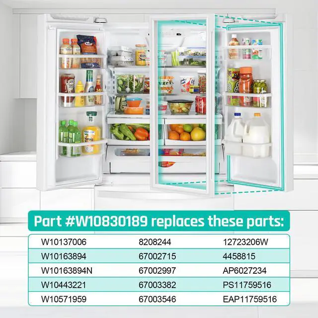 Alt view image 5 of 7 - Upgraded W10830189 Refrigerator Door Gasket Replacement Compatible with Whirlpool Ken-more Refrigerator W10137006, W10163894 Refrigerator Fresh Food Door Gasket Seal for Kitchen-Aid Fridge Seal Part