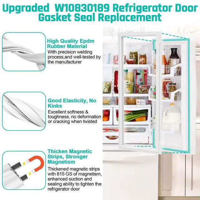 Alt view image 4 of 7 - Upgraded W10830189 Refrigerator Door Gasket Replacement Compatible with Whirlpool Ken-more Refrigerator W10137006, W10163894 Refrigerator Fresh Food Door Gasket Seal for Kitchen-Aid Fridge Seal Part