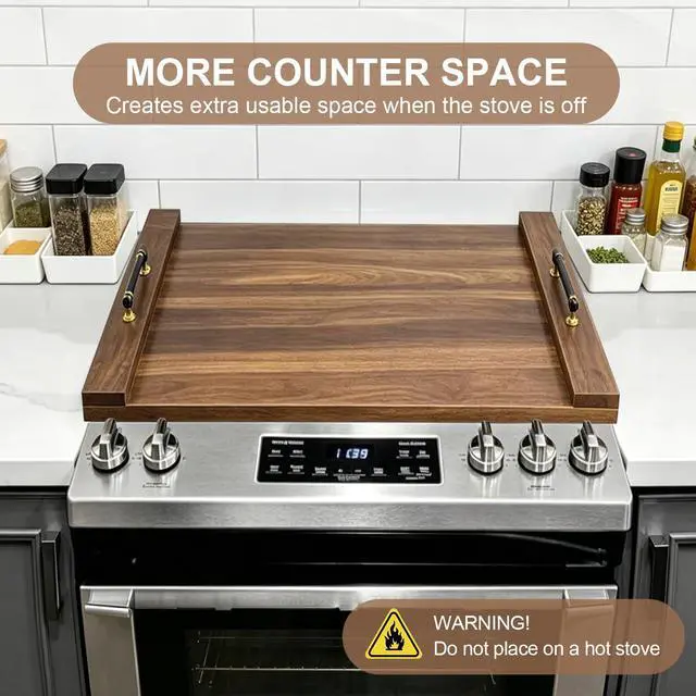Alt view image 5 of 7 - Noodle Board Stove Cover w/Handles, for Gas & Electric Stoves | Expands counter space, multi-use sink cover & tray, farmhouse decor, anti-crack build, for home kitchens & RVs