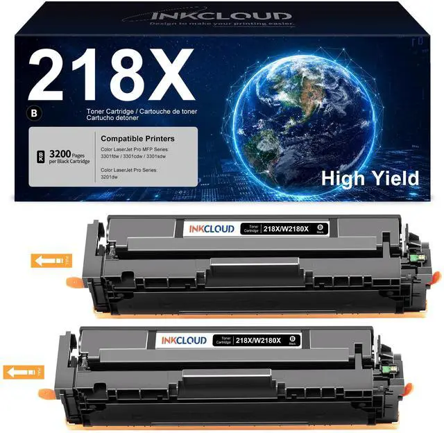 Main image of 218X 2Black Toner Cartridgs Replacement for HP 218X 218A 3201dw MFP 3301fdw | Work with HP Color LaserJet Pro 3201dw MFP 3301fdw 3301sdw 3301cdw Printers - High Yield with Chip Up to 3,200 Pages Each