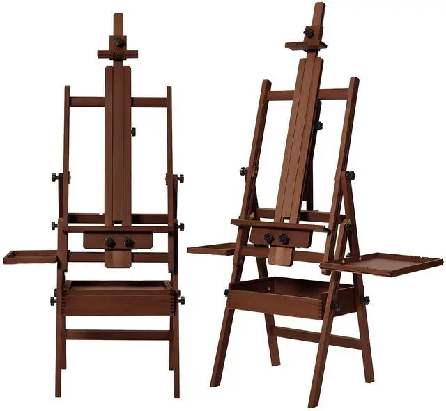 Main image of Painting Easel with Storage: H-Frame Beech Wood Art Easel for Adults, Artists, Students, Beginners - Adjustable 50"-80" H, Holds Canvas Up to 47 Inches