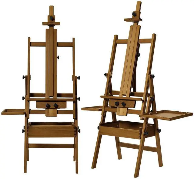 Main image of Painting Easel with Storage: H-Frame Beech Wood Art Easel for Adults, Artists, Students, Beginners - Adjustable 50"-80" H, Holds Canvas Up to 47 Inches
