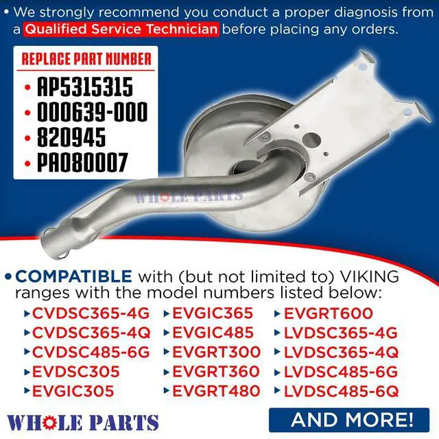 Alt view image 2 of 7 - Upgraded Top Front Burner Assembly Part# PA080037 - Replacement and Compatible with Some Viking Ranges