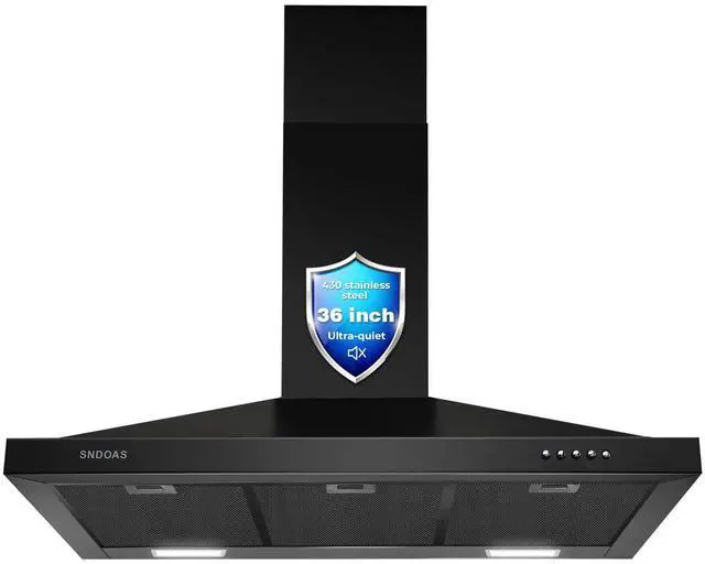 Main image of Black Range Hood 36 inches,Stainless Steel Wall Mount Range Hood Black,Kitchen Hood Vent with Ducted/Ductless Convertible,Hood Vents for Kitchen,Ductless Range Hood,Vent Hood 36 inch