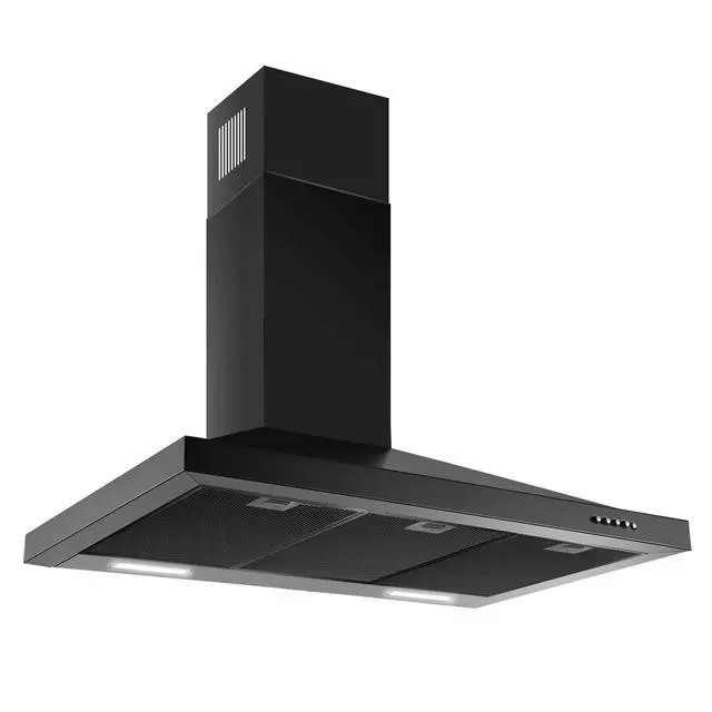 Alt view image 2 of 6 - Black Range Hood 36 inches,Stainless Steel Wall Mount Range Hood Black,Kitchen Hood Vent with Ducted/Ductless Convertible,Hood Vents for Kitchen,Ductless Range Hood,Vent Hood 36 inch