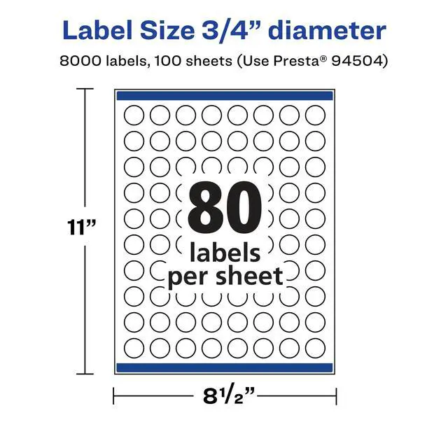Alt view image 5 of 6 - ® Glossy Clear Round Labels, Sure Feed® Technology, 0.75" Diameter, 8,000 Glossy Clear Labels, Print-to-The-Edge, Laser/Inkjet Printable