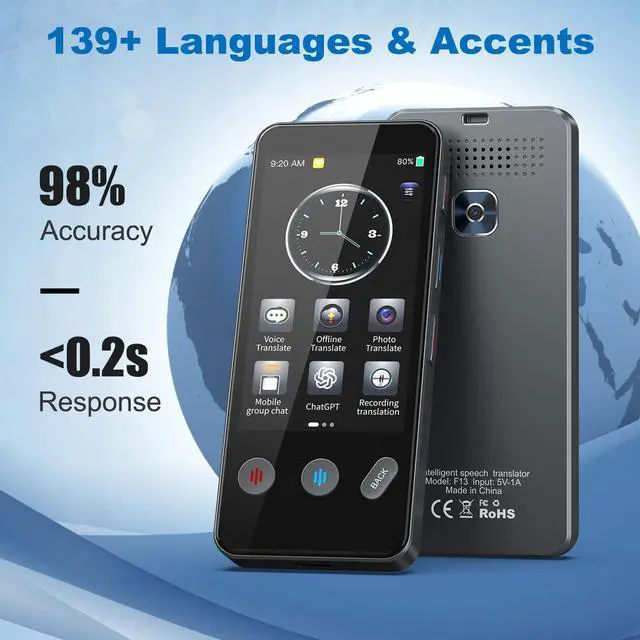 Alt view image 3 of 7 - Language Translator Device No WiFi Needed, Instant Two-Way Translator Device for All Languages, 139+ Languages High Accuracy Real-Time Translation Device with Online Offline Photo for Travel, Business