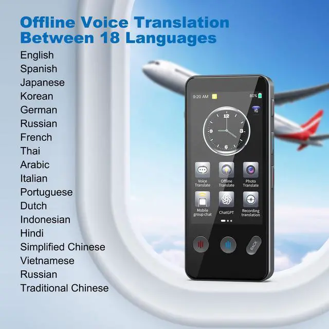 Alt view image 4 of 7 - Language Translator Device No WiFi Needed, Instant Two-Way Translator Device for All Languages, 139+ Languages High Accuracy Real-Time Translation Device with Online Offline Photo for Travel, Business