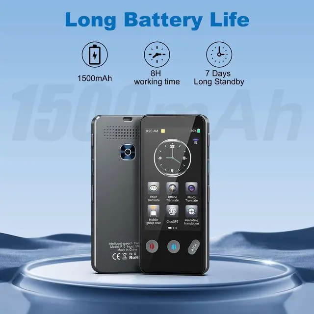 Alt view image 7 of 7 - Language Translator Device No WiFi Needed, Instant Two-Way Translator Device for All Languages, 139+ Languages High Accuracy Real-Time Translation Device with Online Offline Photo for Travel, Business