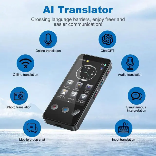Alt view image 2 of 7 - Language Translator Device No WiFi Needed, Instant Two-Way Translator Device for All Languages, 139+ Languages High Accuracy Real-Time Translation Device with Online Offline Photo for Travel, Business