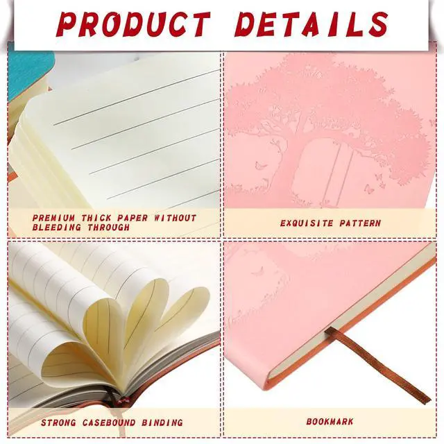 Alt view image 4 of 7 - 48 Pcs Pu Leather Journals Notebook Bulk Colorful Tree Life Lined Journal Notebook Soft Pu Leather Cover Ruled Writing Notebook for Writing School Office Home 128 Pages (3.7 x 5.7 Inch)