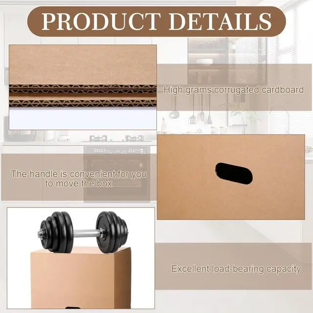 Alt view image 3 of 7 - 6 Pack Large Moving Boxes with Handles 18 x 18 x 28 Inches Kitchen Corrugated Moving Boxes Double Wall Heavy Duty Cardboard Packing Box for Packing Shipping Mailing Garage Storage