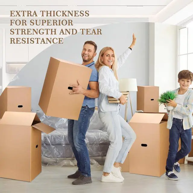 Alt view image 4 of 7 - 6 Pack Large Moving Boxes with Handles 18 x 18 x 28 Inches Kitchen Corrugated Moving Boxes Double Wall Heavy Duty Cardboard Packing Box for Packing Shipping Mailing Garage Storage