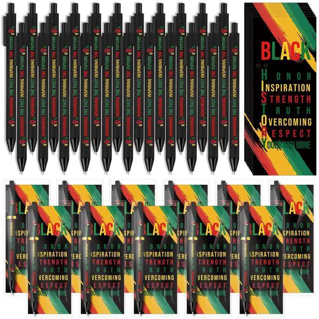 Main image of 300 Sets Juneteenth Gifts Inspirational Ballpoint Pens and Bookmarks Bulk Black History Party Favors Decorations for African American Freedom Day