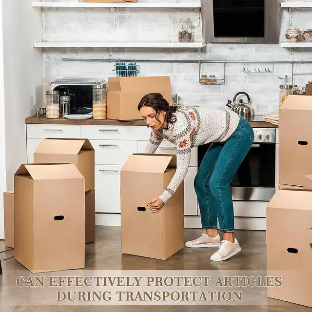 Alt view image 6 of 7 - 6 Pack Large Moving Boxes with Handles 18 x 18 x 28 Inches Kitchen Corrugated Moving Boxes Double Wall Heavy Duty Cardboard Packing Box for Packing Shipping Mailing Garage Storage