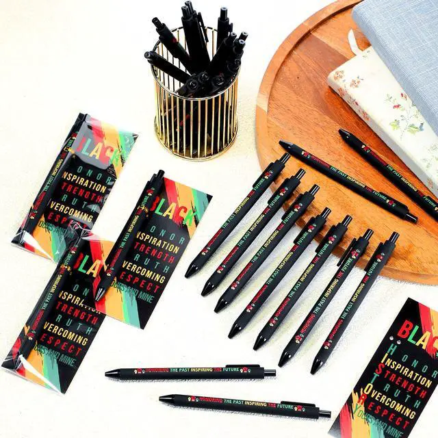 Alt view image 4 of 6 - 300 Sets Juneteenth Gifts Inspirational Ballpoint Pens and Bookmarks Bulk Black History Party Favors Decorations for African American Freedom Day