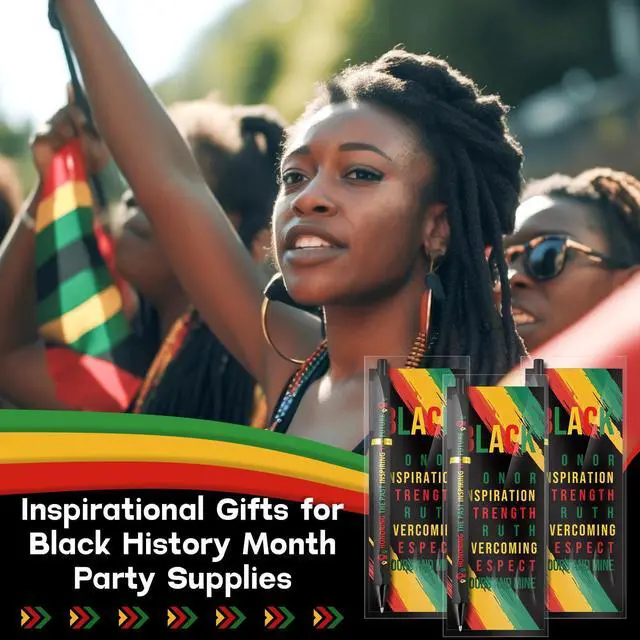 Alt view image 6 of 6 - 300 Sets Juneteenth Gifts Inspirational Ballpoint Pens and Bookmarks Bulk Black History Party Favors Decorations for African American Freedom Day