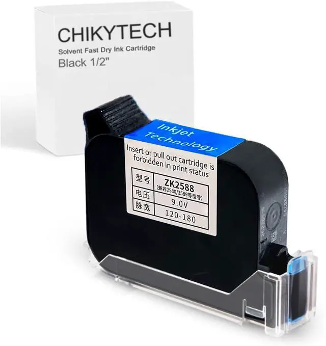 Main image of Handheld Inkjet Printer Cartridge 12.7mm 42ML Quick Drying Ink | Handheld Inkjet Printer Cartridge, 42ML Black Fast Dry Ink, 0.5inch/12.7mm Print Height, Replacement Ink for Date Logo Coding