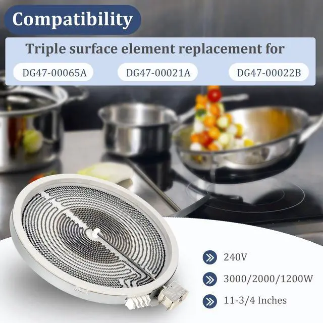 Alt view image 6 of 7 - DG47-00065A Range Triple Radiant ElementDG47-00021B/DG47-00022B/DG47-00021A Replacement for samsung Electric Range Stove Cooktop
