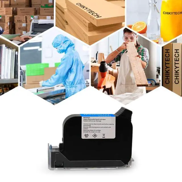 Alt view image 4 of 5 - Handheld Inkjet Printer Cartridge 12.7mm 42ML Quick Drying Ink | Handheld Inkjet Printer Cartridge, 42ML Black Fast Dry Ink, 0.5inch/12.7mm Print Height, Replacement Ink for Date Logo Coding