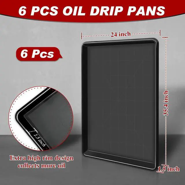 Alt view image 2 of 6 - 6 Pcs Extra Large Oil Drip Pan 35.4 x 24 x1.5 Inches Under Car Plastic Auto Oil Drip Tray Car Oil Catch Pan Replacement Tray for Garage Floor